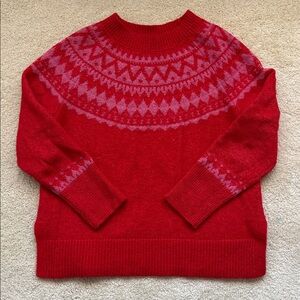 Talbots  Fair Isle Red with Pink